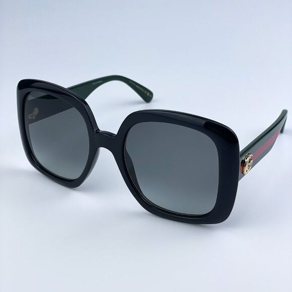NEW Gucci GG0713S 006 Black Green Gray Gradient Oversized Woman Sunglasses - Picture 4 of 11